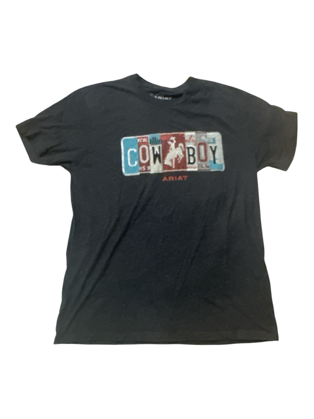 Ariat Men's Ariat License Plate Cowboy T-shirt Charcoal Gray Size Medium Soft - Picture 2 of 4
